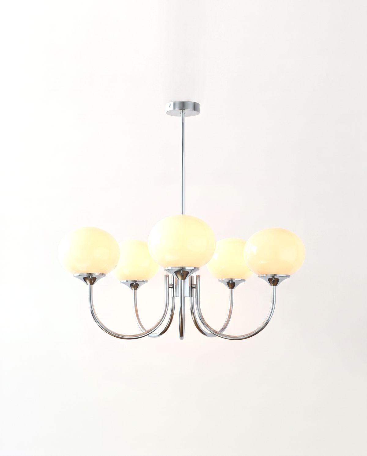 The Bonbon Chandelier in Chrome & Cream