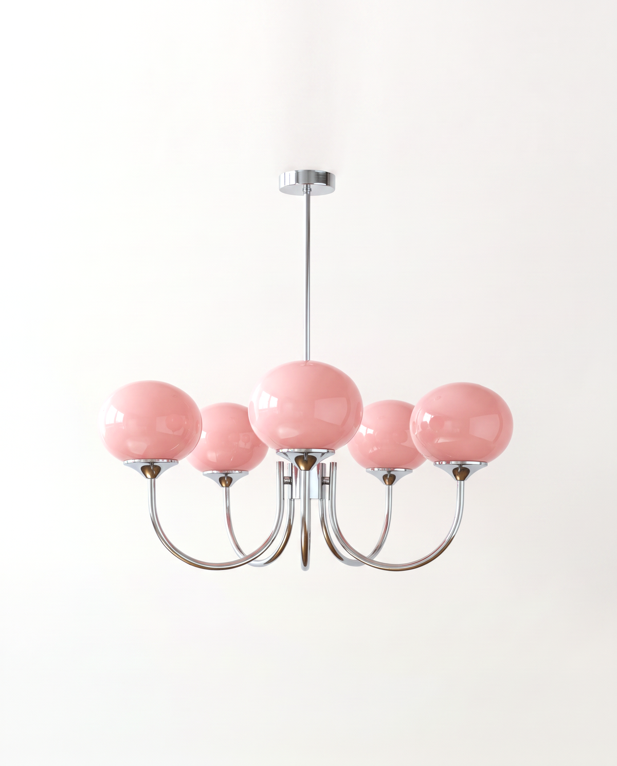 The Bonbon Chandelier in Chrome & Rose
