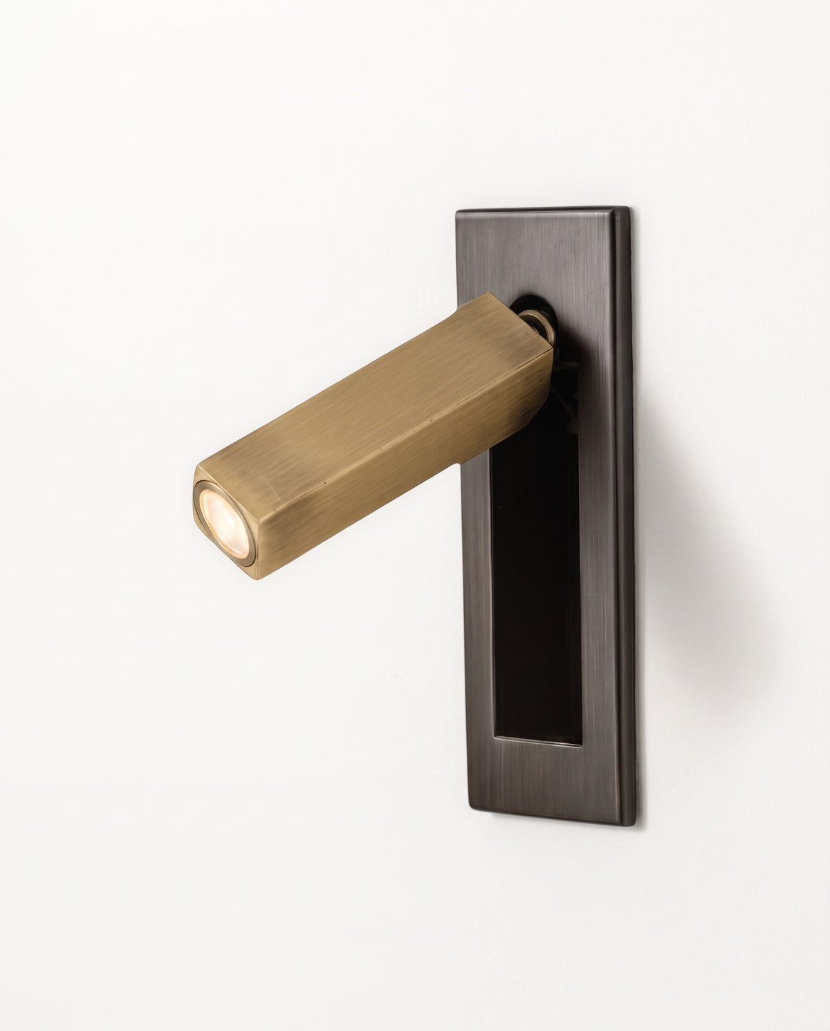 The Bookmark Wall Light in Bronze & Jet with a square arm