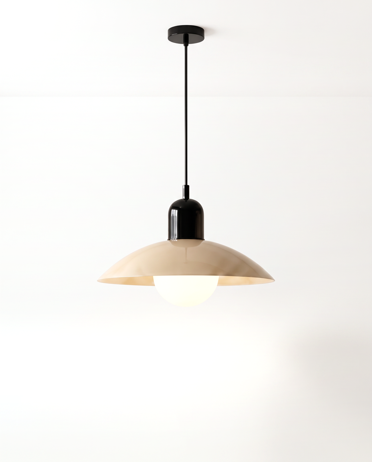 The Brolly Pendant in Sand with a black cap