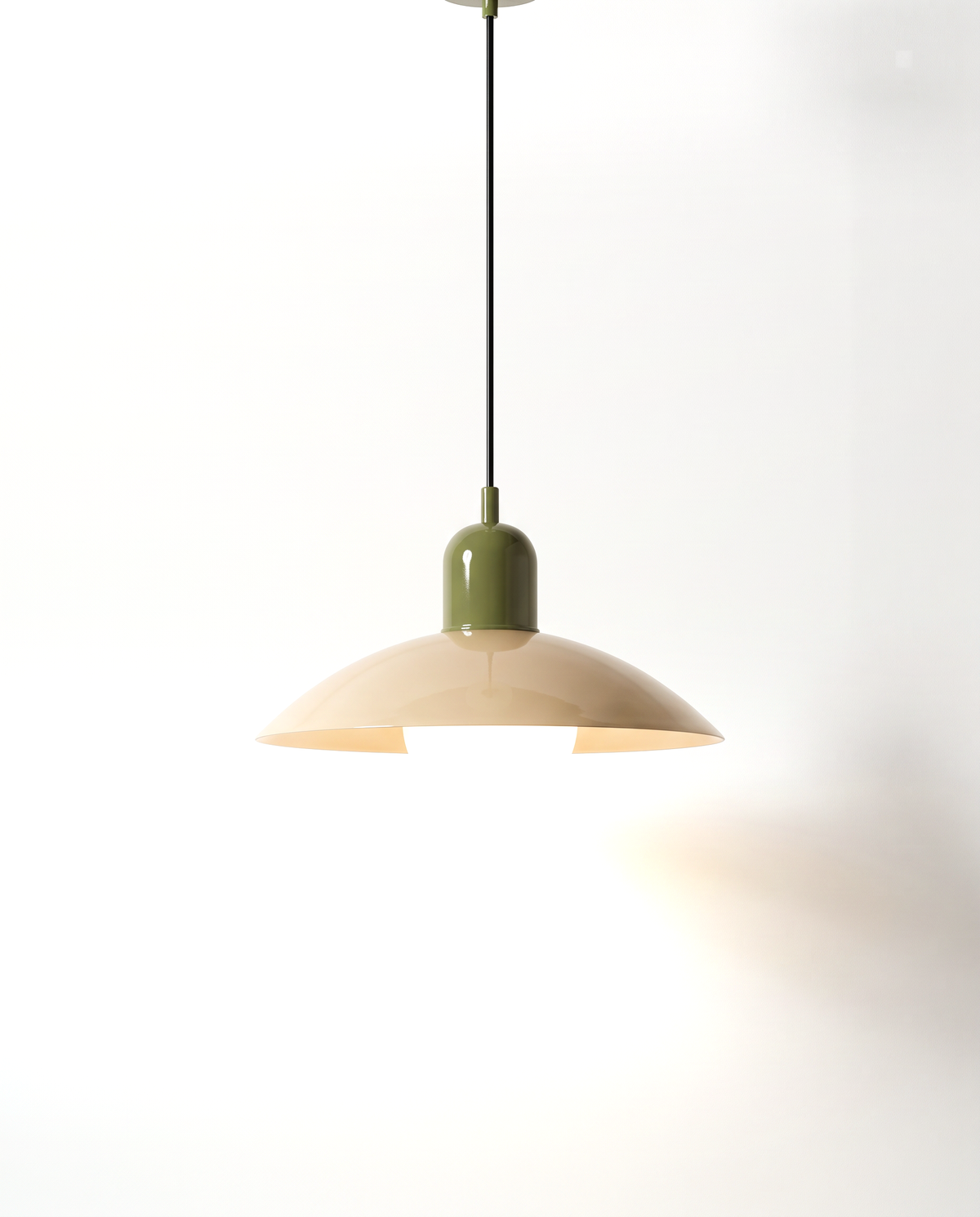 The Brolly Pendant in Sand with an olive cap