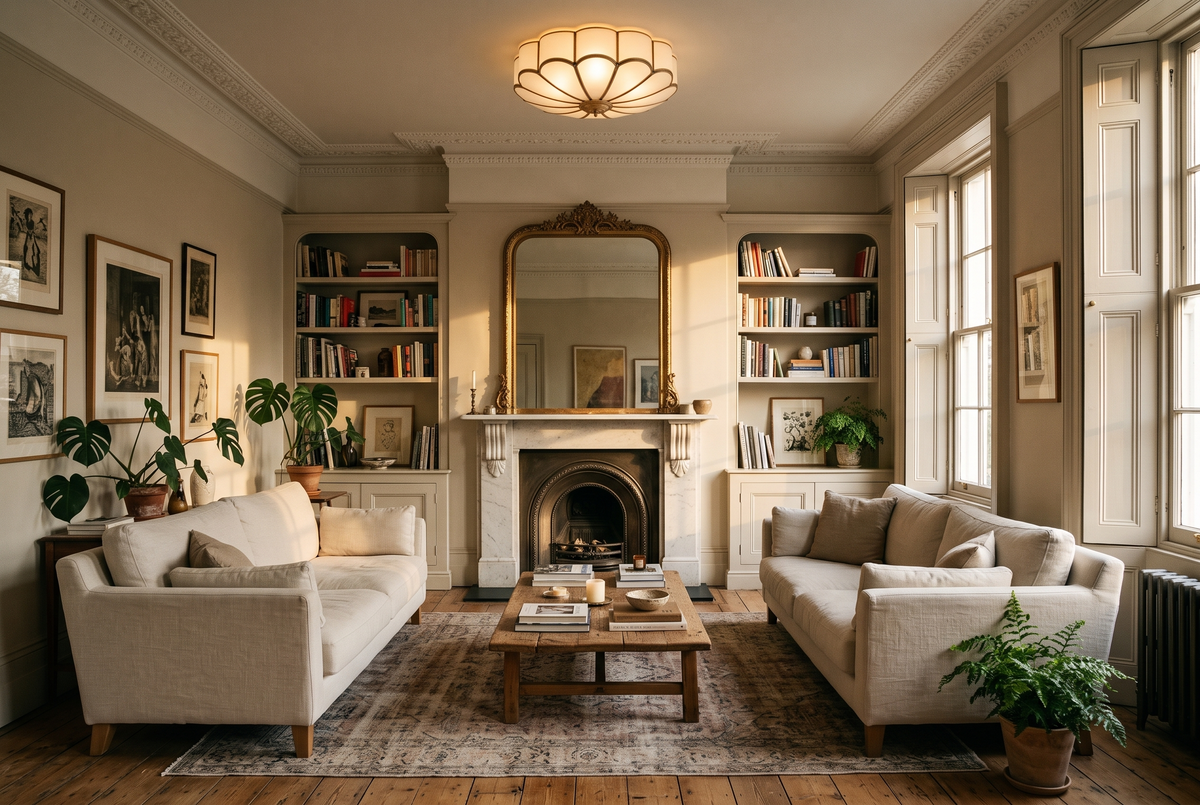 The Camellia Ceiling Light in a British home