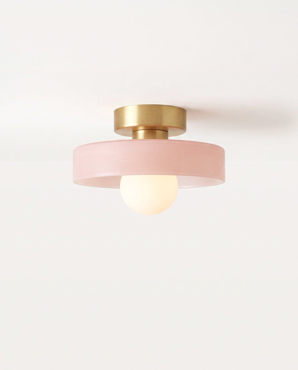 The Cloche Ceiling Light in Brass & Blush