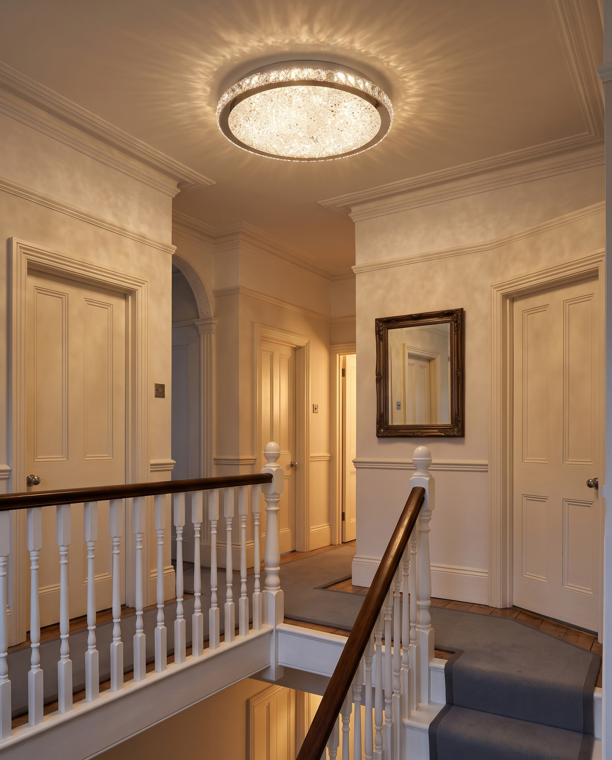 The Coronet in Ice above the stairs on an Edwardian landing