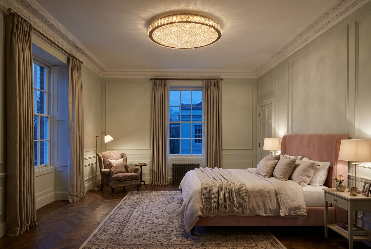 The Coronet in Champagne in a Georgian bedroom