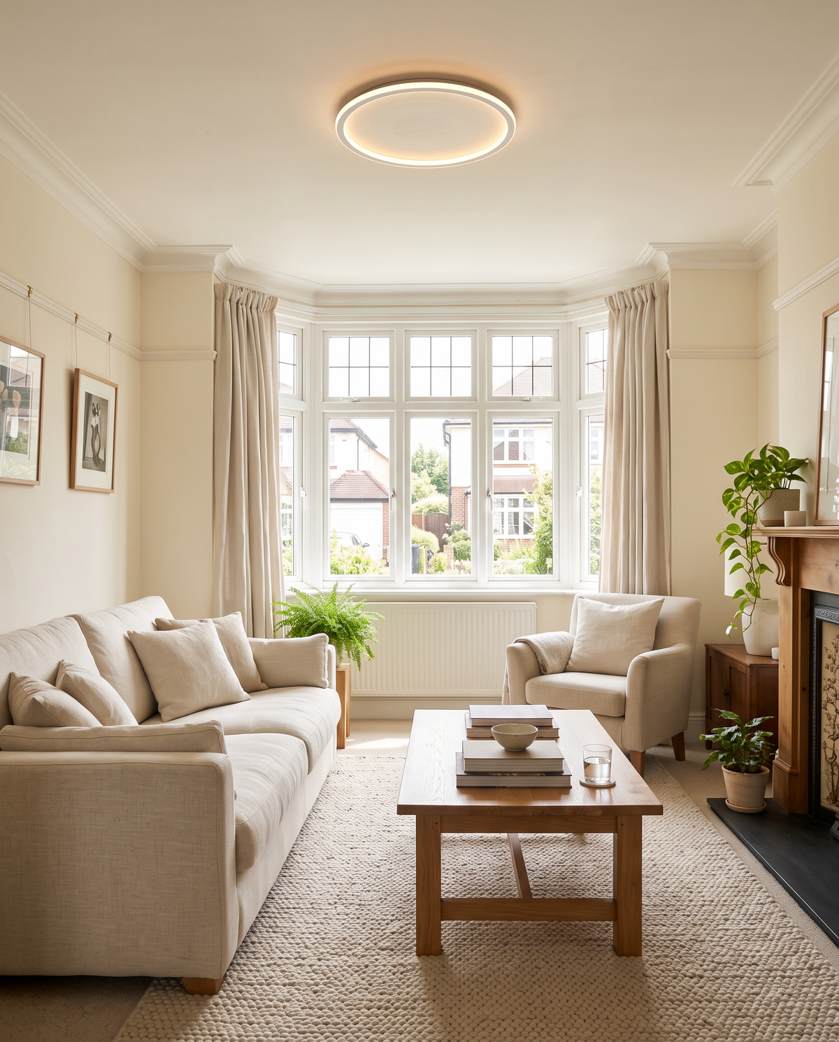 The Hoop in Chalk in a 1930s living room with a bay window