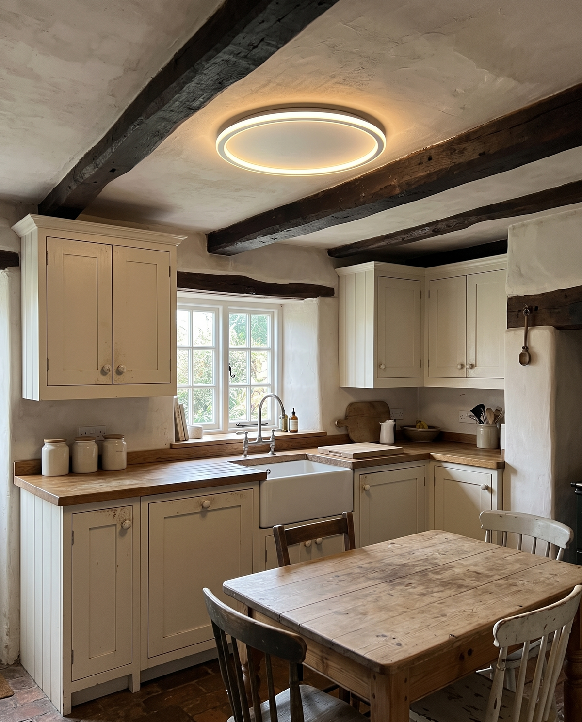 The Hoop in Chalk between the beams of a cottage kitchen