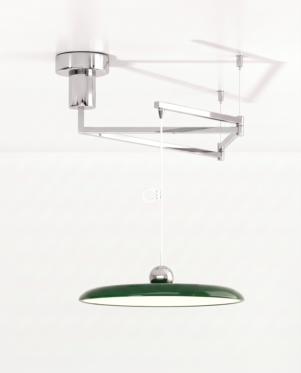 The Jib Pendant in Racing Green with a chrome arm