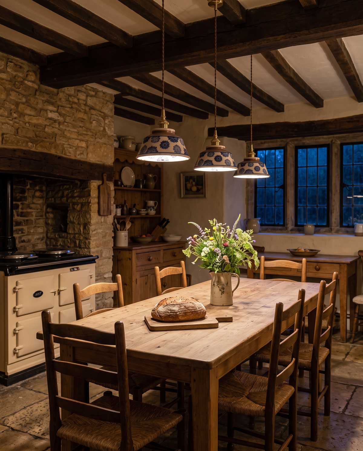 The Kiln hand-painted ceramic pendant – Kitchen-diner, Cotswold farmhouse