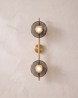 2 Discs, Tall, H 65 cm / Brass & Clear