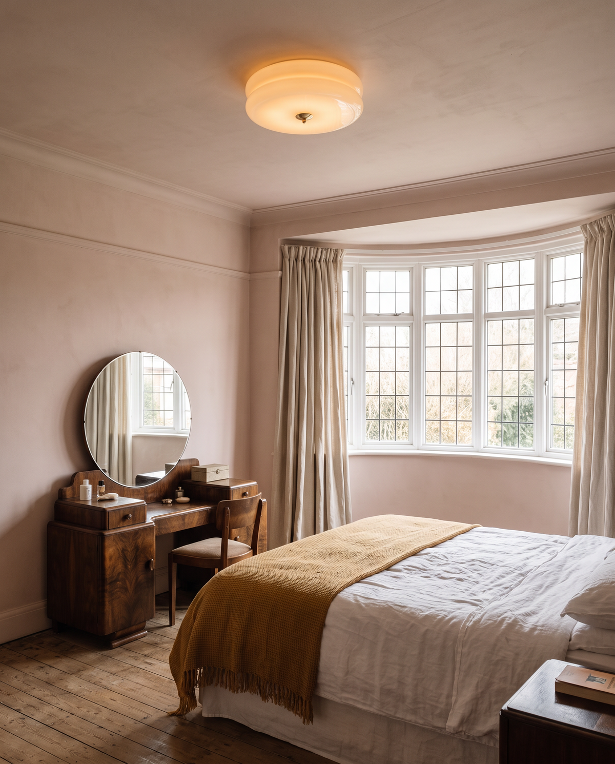 The Odeon in Custard on the ceiling of a 1930s bedroom with a bay window