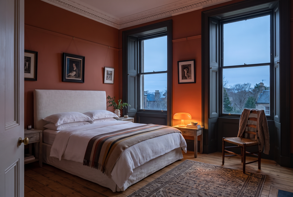 The Parasol by the bed in an Edwardian bedroom