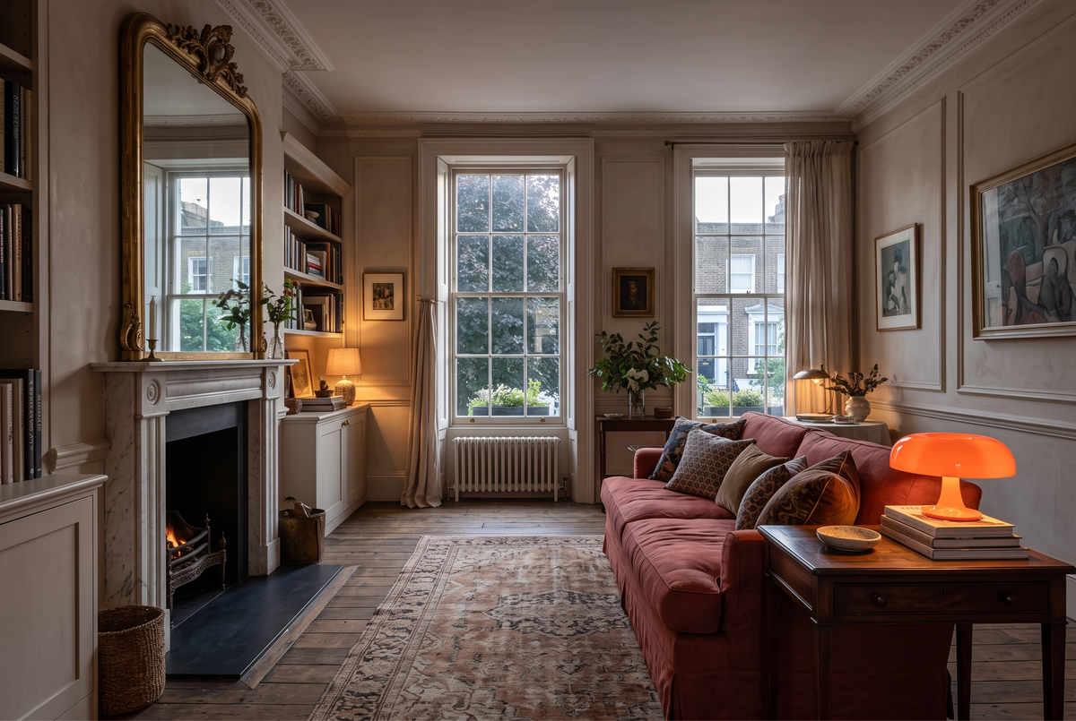 The Parasol at the end of the sofa in a Georgian drawing room