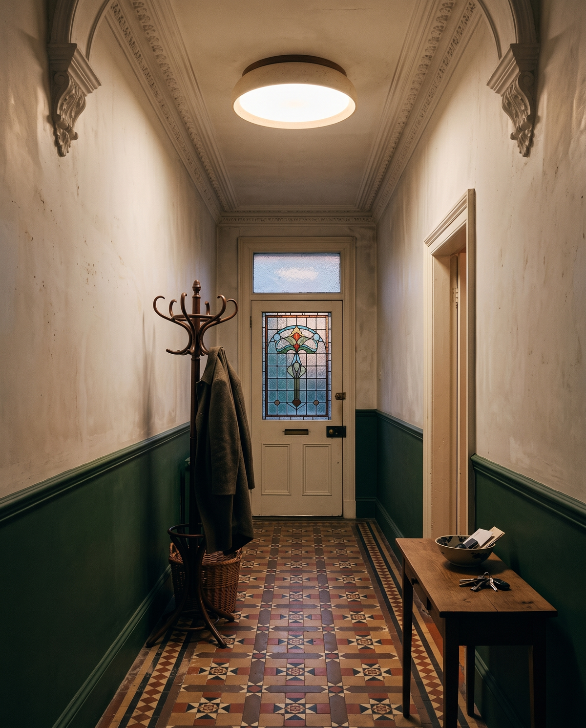 The Quarry in a Victorian entrance hall with encaustic tiles