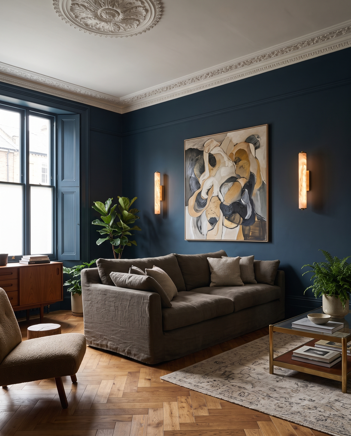 The Quill marble wall light – Drawing room, renovated Victorian terrace