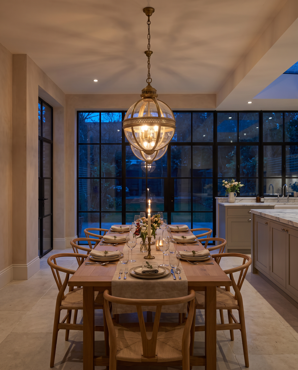 The Regent over an oak dining table in a London kitchen extension
