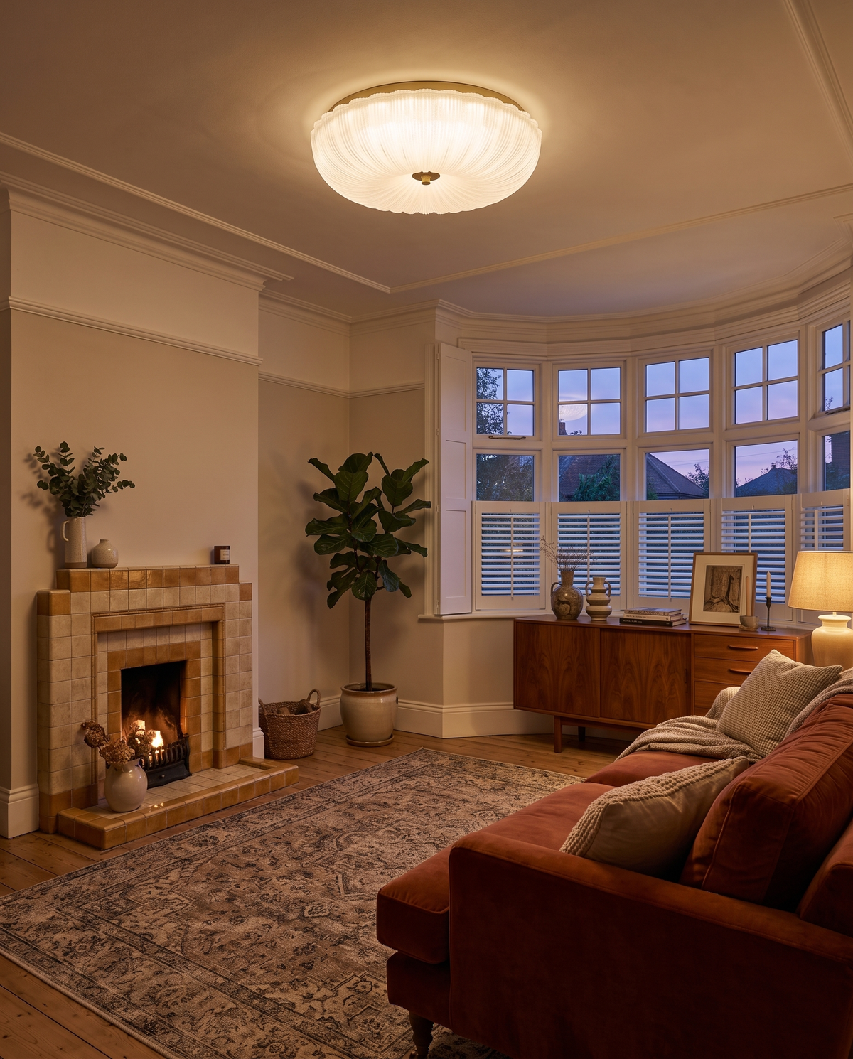 The Ripple 50 cm in a 1930s living room with a bay window