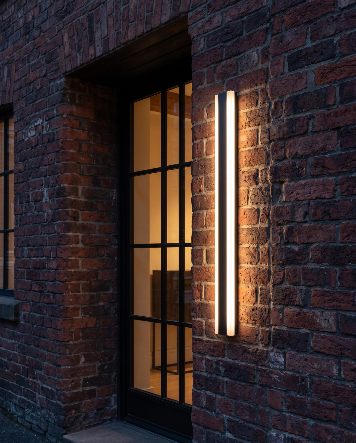 A Sentry in the brick entrance reveal of a warehouse conversion