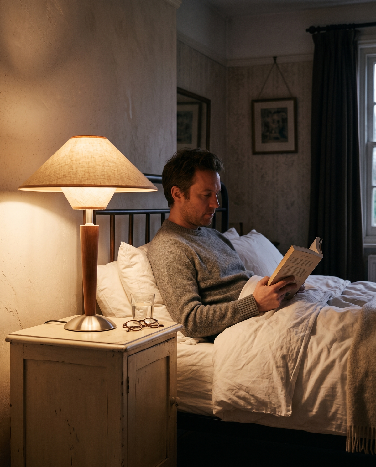 A man reading in bed by The Spindle in Oatmeal