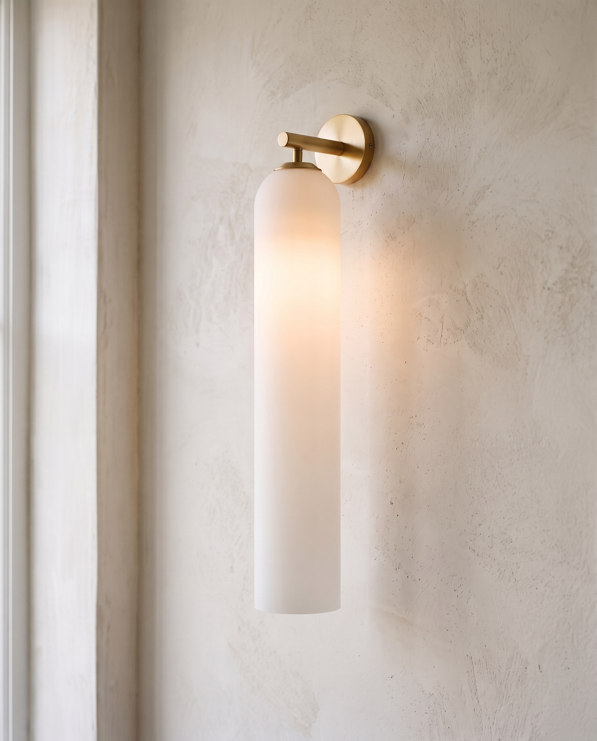 The Taper Wall Light, milk white glass