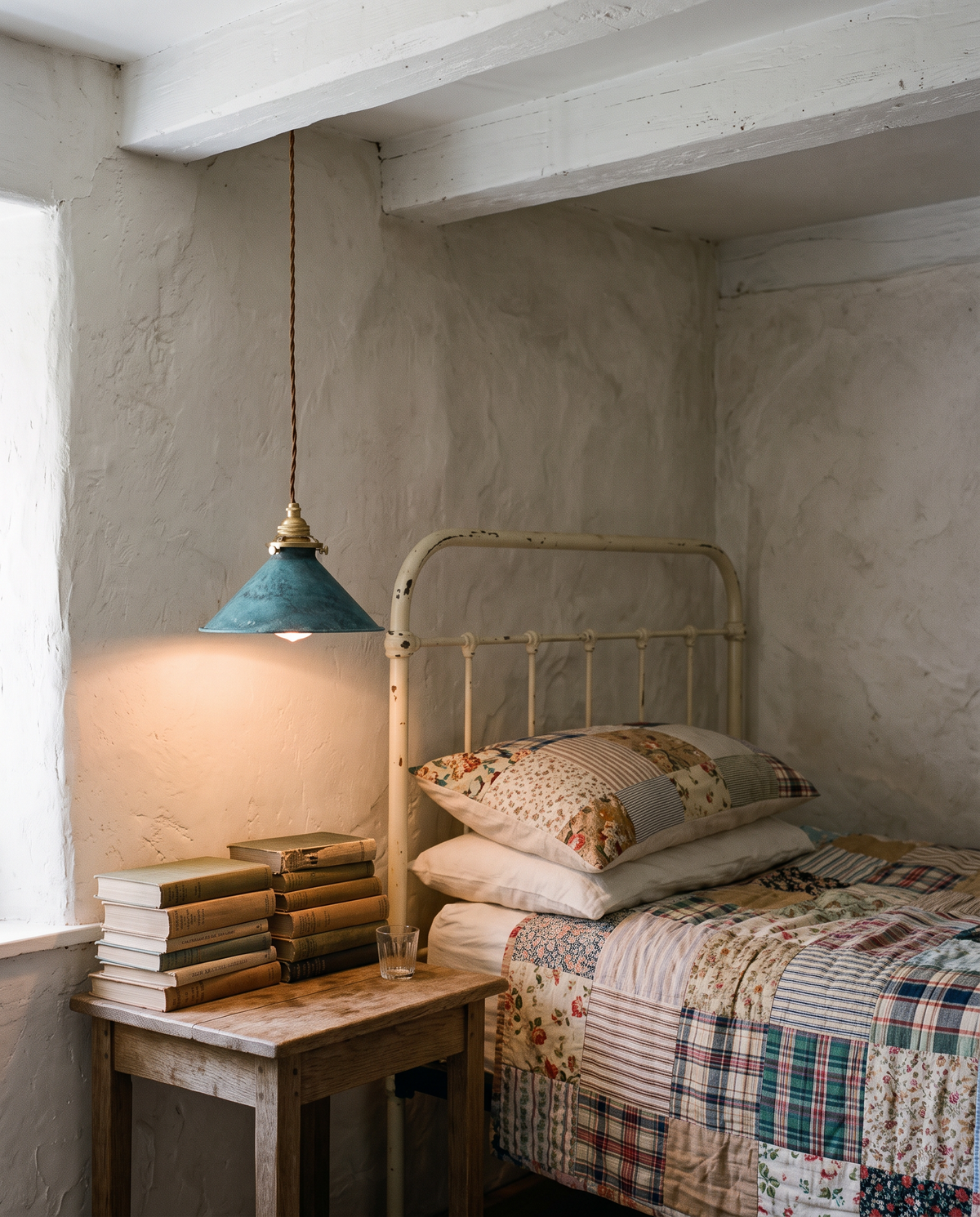 The Tarn in Teal hung low beside a cottage bed