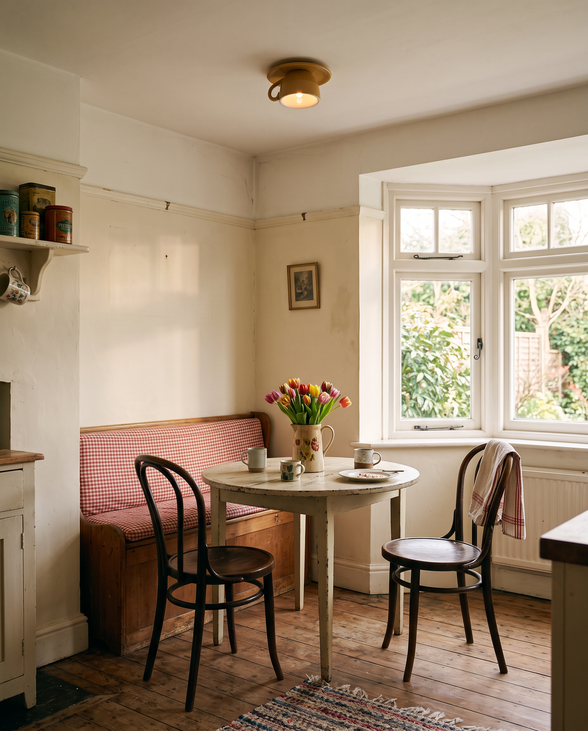 The Teacup in Mustard above the breakfast table of a 1930s semi