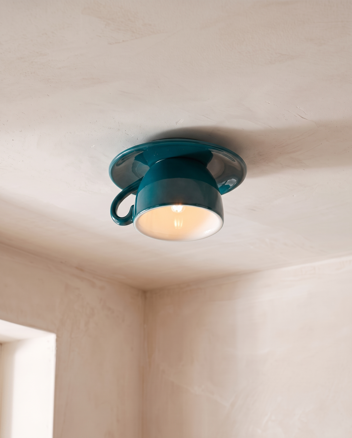 The Teacup Ceiling Light in Teal