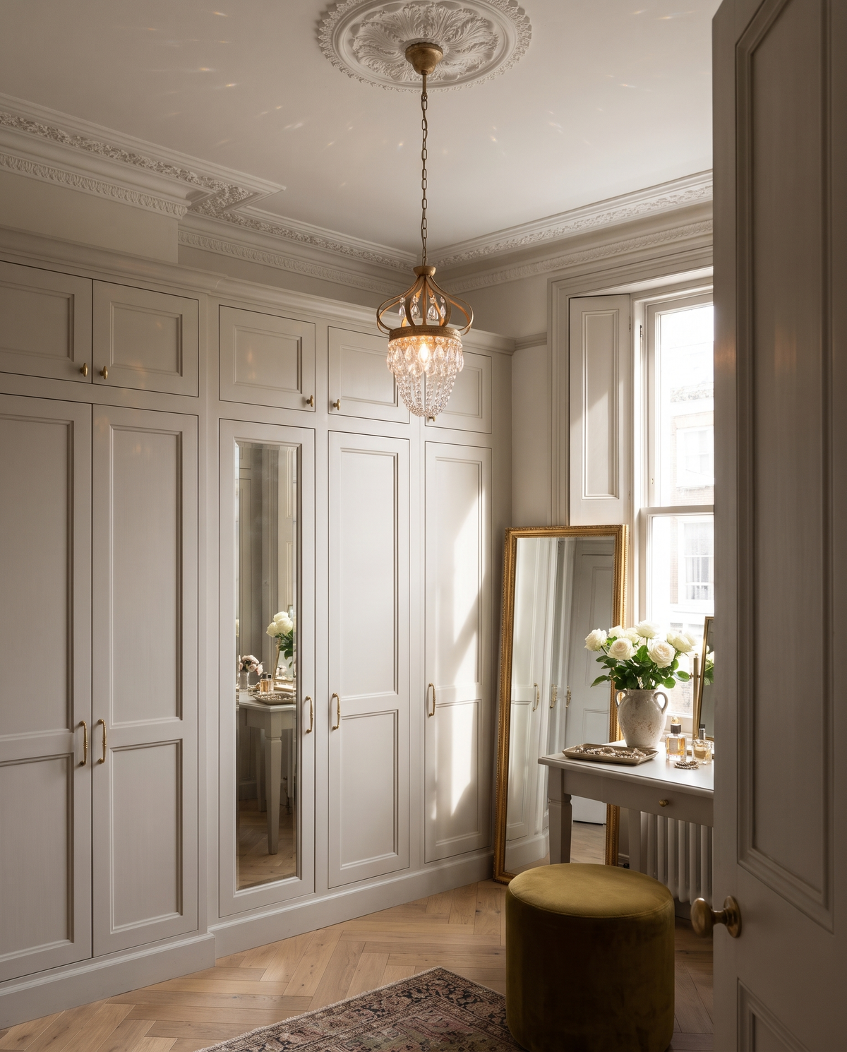 The Tiara Ø 27 cm in Gilt in a dressing room