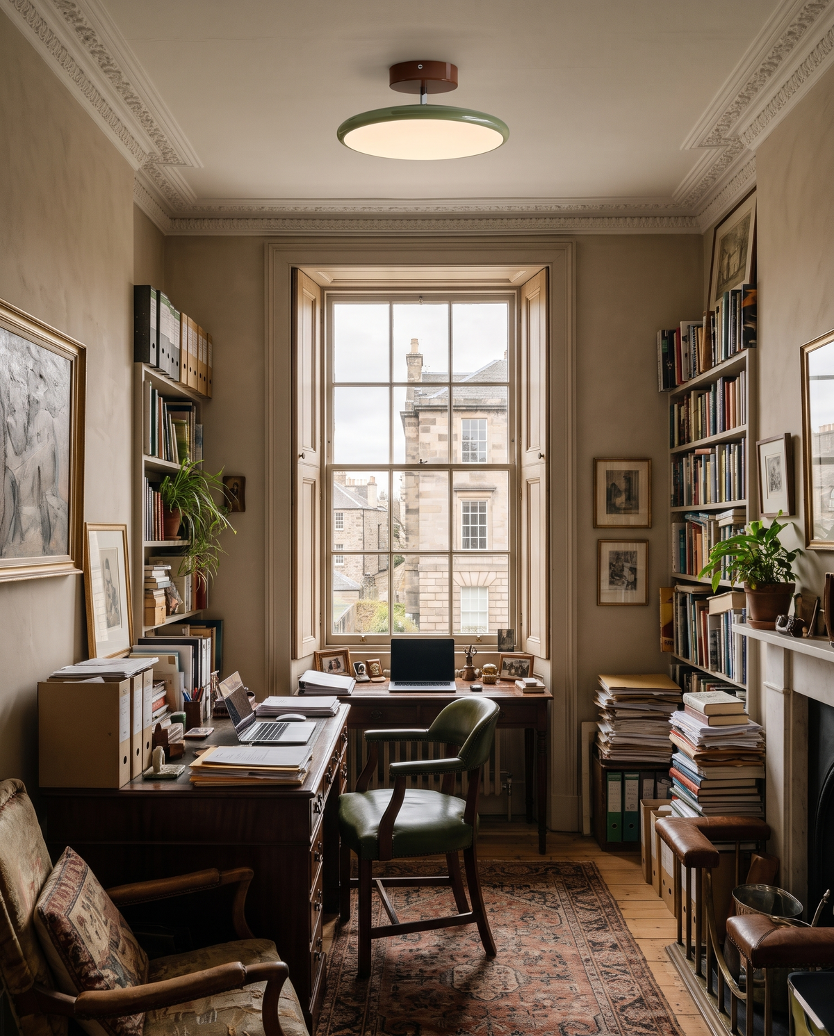 A Tilt in Olive angled over the desk of a Georgian study