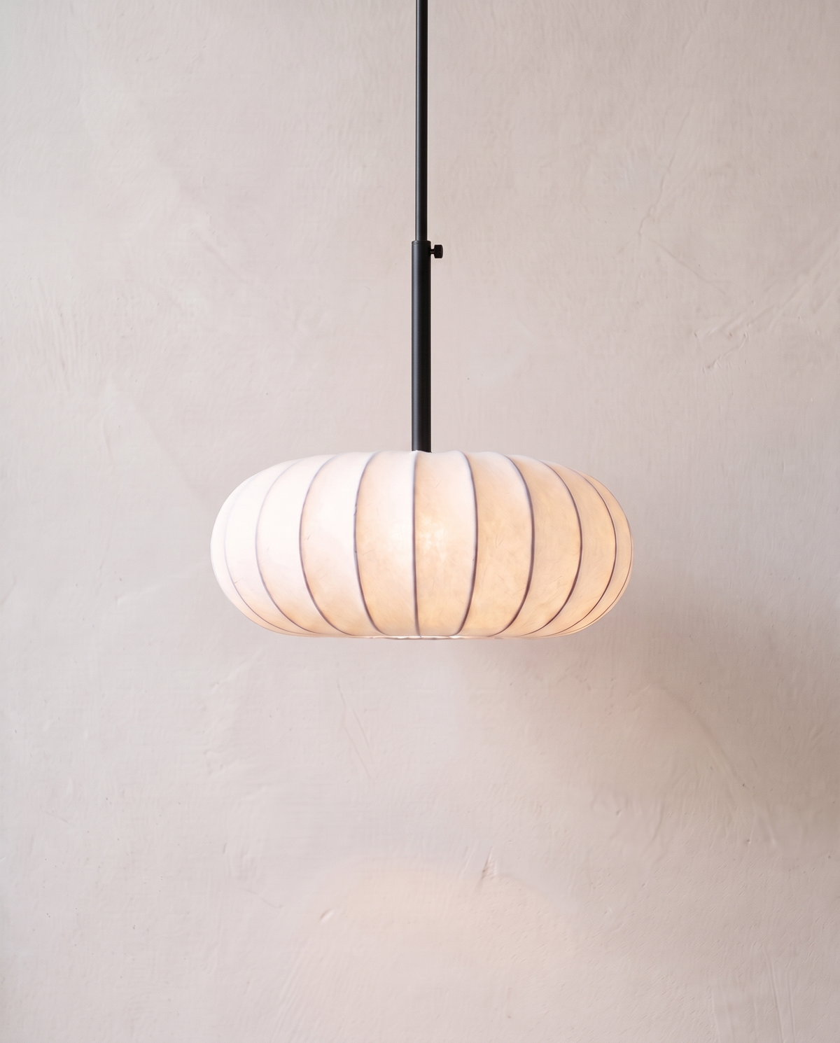 The Veil Pendant – 40 cm, layered white fabric shade