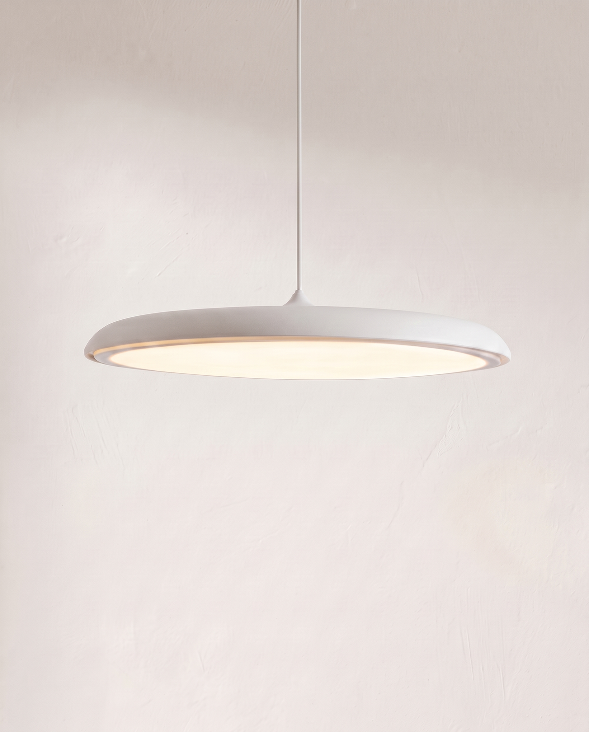 The Wafer Pendant – White, flat disc LED pendant