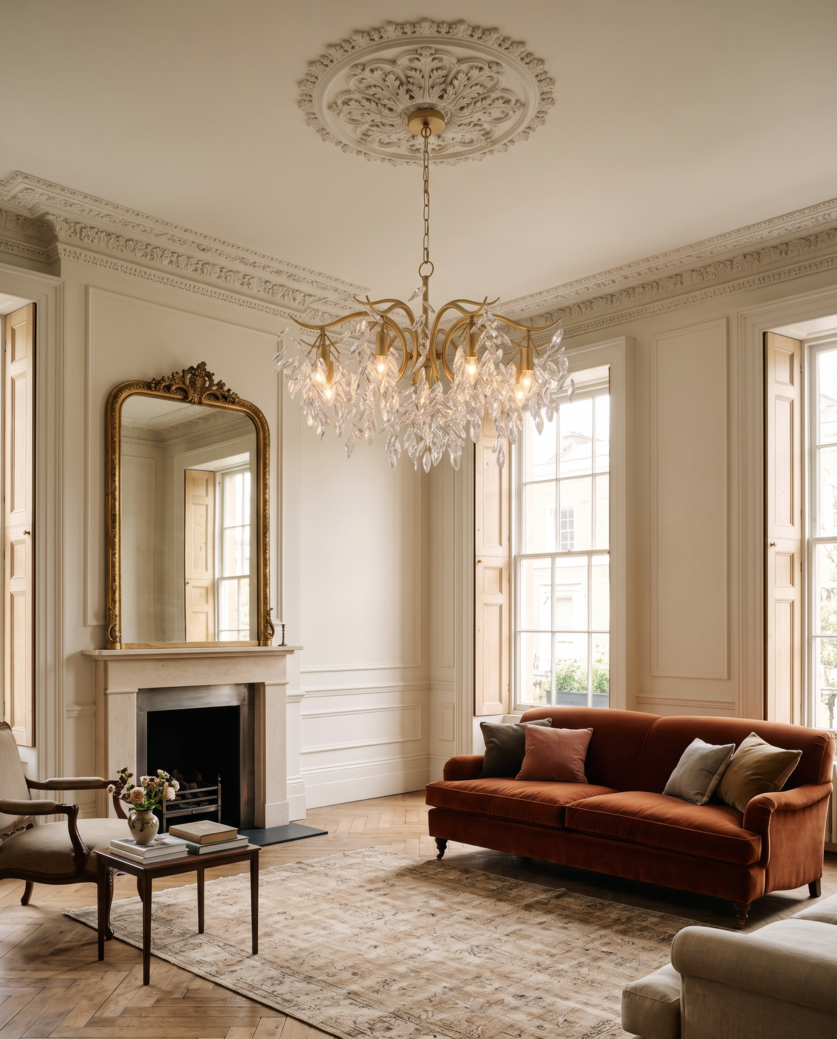 The Willow in Gilt under the ceiling rose of a Georgian drawing room
