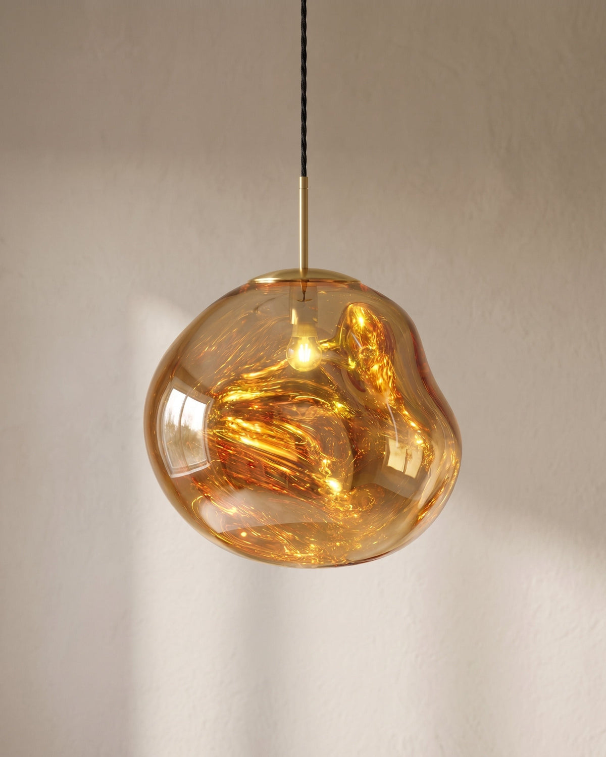 The Ember close-up detail of gold molten acrylic texture — Selden Home product photography